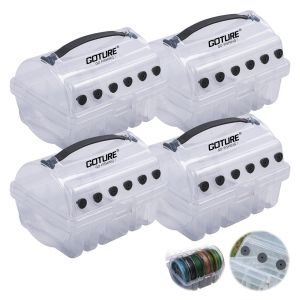Goture | Goture Fishing Line Storage Box Slots Fishing Line Case Clear Visibility Fishing Line Organizer Silicone Holes Line Spool Box