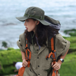 OKLA high quality outdoor mountaineering cowboy bucket hat womens summer sunshade sun protection hat mens mountain fishing hat