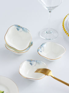 Home Use Bone China Ceramic Sauce Dish Small Plate Creative Seasoning Dish Dip Sauce Plate Vinegar Dish Irregular Shape Chinese Style