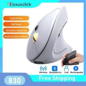 2.4GHz Bluetooth Wireless Mouse Rechargeable Vertical Mouse Ergonomic 1600DPI Adjustable 6Buttons For PC Computer Laptop Desktop