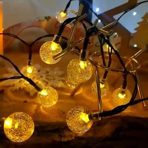 LATTOUR Christmas Light Solar Outdoor Bulbs Solar Lamp Fairy Ball String Lights Outdoor Garden Decor Waterproof Lights