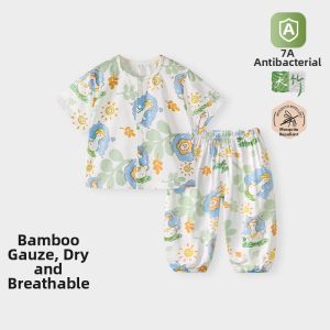 TONGLIANCHUXIN | Breathable Summer Bamboo Cotton Short Sleeve and Long Pants Set