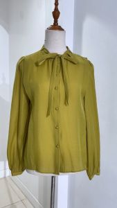 Áo sơ mi HeraDG thiết kế tay dài cổ luồn dây thắt nơ chất tơ cao cấp SASBE1008