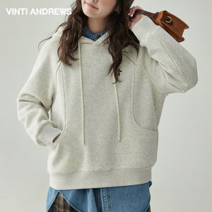 Hooded Drawstring Splice Casual Sweatshirt Womens