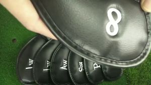 12Pcs/Pack Golf Club Cover Black Leather Golf Driver Head Cover