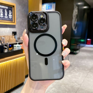 Acrylic Magnetic Absorption Charging Metal Lens Phone Case for Apple 16 15Pro Max 14Pro Full Cover 13 Anti-Fall 12 Transparent 11 Premium Feel