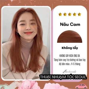 Nhuộm Tóc Màu NÂU CAM - không tẩy ( tặng oxi + găng tây)
