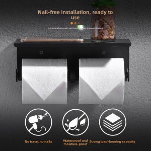 DIHUANTUO | Stainless Steel Black Double Roll Toilet Paper Holder