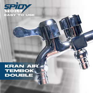 JHT Keran Air Tembok Dobel 1/2 inch Wastafel Mesin Cuci Shower Taman Stainless Steel