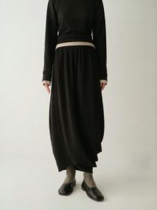 INSIS FEMME | Tencel Wool Autumn Elastic Waist Tulip Retro Drape Flower Bud Skirt