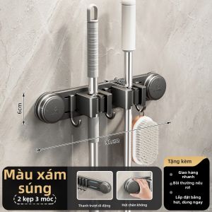 MOSHANG | Gắn Tường Không Cần Khoan Giá Đỡ Chổi Quét Nhà Bằng Cốc Hút Chân Không