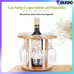 Bamboo Wine Rack with Glass Holder Ornaments Wood Wine Glass Holder Haning Shelf Goblet