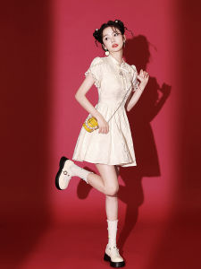 Young Ladys Cheongsam Dress Elegant Lady Style Short Sleeve Daily Wear Summer Fashionable Short Flag Robe Clothes for Women