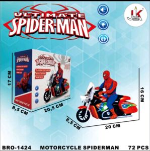 BISA COD PROMO MAINAN ANAK ULTIMATE SPIDERMAN MOTORCYCLE LED BRO 1424