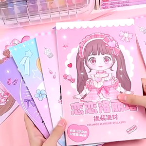 Diy stickers cartoon change make up princess sticker book dress up stickers