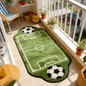 VIKAMA Soft Alien Football Field Rug Non Slip Floor Mat Living Room Balcony Boy Bedroom Game Area Mat Indoor Home Decor