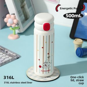 Fuguo Stainless Steel Insulated Water Bottle Straw Cup High Aesthetic Value for Students And Children on School Days