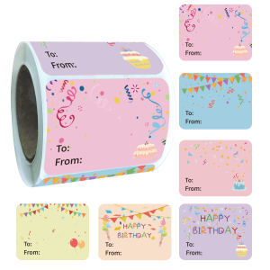 300 Pcs Happy Birthday Gift Tags Name Tags Stickers 1.5 x 2 Inch - Rectangle Christmas to from Labels .