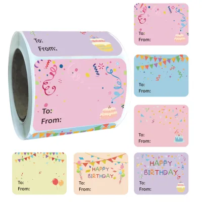 200 Pcs Happy Birthday Gift Tags Name Tags Stickers 1.5 x 2 Inch - Rectangle Christmas to from Labels .