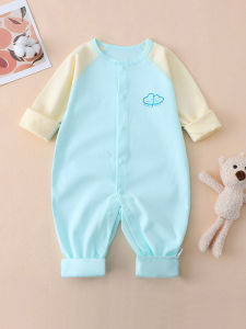 เสื้อคลุมเด็กผ้าฝ้ายแท้แขนยาวฤดูใบไม้ผลิและฤดูใบไม้ร่วงสำหรับเด็กแรกเกิด 0-6 เดือน เสื้อผ้าเด็กชาย ชุดเล่นน้ำแข็ง ชุดเด็กผ้าฝ้ายแท้ 100%