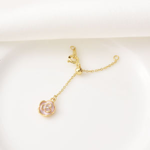 โซ่คอแบบยืดหยุ่นประดับเพชรเทียมทองแดงชุบทอง 18K DIY ทำมือ หัวเข็มขัดปรับขนาดได้ อุปกรณ์ทำเครื่องประดับ