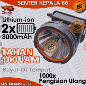 DONY Senter Kepala KL 195 KL-195 KL195 Dimmer ! Dengan Tombol putar LED CAHAYA BISA DI ATUR Cahaya Putih / Kuning Rechargeable Lithium 3000 Mah Water Proof Dony Kl-195 - Lazada