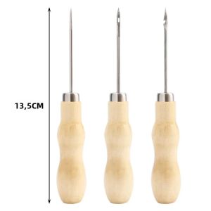 Kim Khâu Giày Thủ Công Siêu Bền Đầu Kim Bằng Kim Loại Cán Gỗ Dùng Cho Thủ Công Da & Sửa Giày Dụng Cụ Đục Tay Cầm.