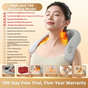AUX | AUX Neck Massager Shoulder Back Waist Massage Device Massage Pillow for Trapezius And Neck Relaxation Far Infrared Heating