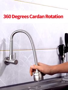 304 Shower Kitchen Sink Faucet Mounted Basin Water Tap Kitchen Faucet Flexible 360 Swivel Stainless Steel SUS