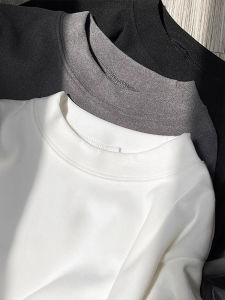 Cherry Blossom Color Velvet Womens Long Sleeve Base Shirt Small Stand Collar Inner Wear Slimming Solid Color T-Shirt for Autumn Winter