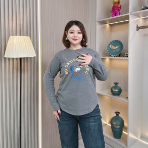 Autumn Winter plus Size Womens Double-sided Velvet Cartoon Dog Print Slimming Base Shirt Long Sleeve T-shirt Top