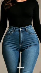 Ladies Semi Highwaist Skinny Jeans Pants #22308