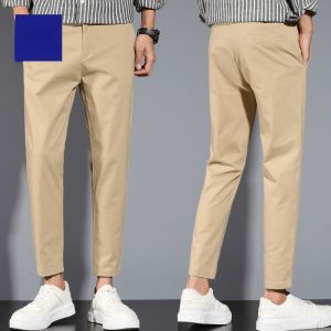 ROMON | Lormen Mens Slim Fit Casual Pants Straight Leg Thin Summer Fashionable Long Trousers Korean Style Nine Point West Pants