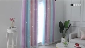 Kids Colorful Rainbow Curtains For Bedroom 2-Layer Hollow Out Twinkle Star Drapes For Girls Antique Grommet Top Window Decor