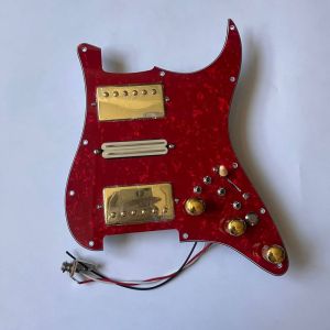 Prewired Loaded Guitar Stratocaster Pickguard HSH Pick Guard Wilkinson WHHBN WHHBB Alnico 5 Humbucker Pickups Mini Hubucker High Output DCR Coil Splitting Switch Kill Switch Output Mute Switch for Fender Electric Guitar Part Replacement