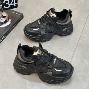 Thick-Soled Womens Sneakers 2023 Autumn New Arrival Fashionable Casual Shoes Velvet-Lined Strap-On Ins Trendy Old-School Shoes