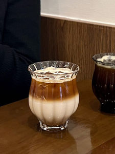 Heat Resistant Handmade Glass Cup Coffee Tasting Cup Solo Drinking Cup Home Use Water Cup Floral Striped Cup Unique Creative