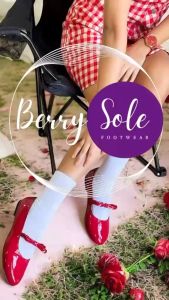 BERRY ANNA Comfortable Fashion Patent Vintage Mary Jane Strap with Ribbon Flat Doll Shoes for Women
