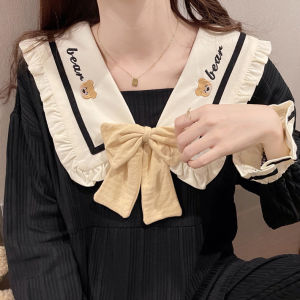 แขนยาวสไตล์เจ้าหญิง ชุดนอน สําหรับผู้หญิง ฤดูใบไม้ผลิ ฤดูใบไม้ร่วง ผ้าฝ้าย หลวม เสื้อผ้าบ้านสบายปมผีเสื้อ พลัสไซส์