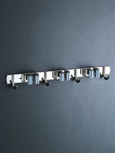 Stainless Steel Mop and Broom Holder Wall Mount Heavy Duty Tools Home Cleaning Supplies for Garage Laundry Room