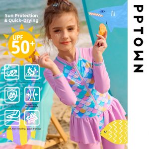 PPTOWN | Sun Protection Quick Dry Girls Swimwear