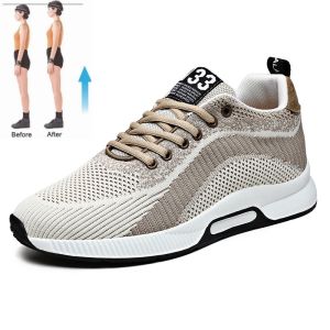 Lesvago รองเท้าเพิ่มความสูง2025รองเท้าเสริมส้นผู้ชายรองเท้าผ้าใบพื้นในรองเท้าเพิ่มความสูง6ซม. รองเท้าความสูงที่เพิ่มขึ้นชีวิตประจำวันผู้ชายขนาด37-44