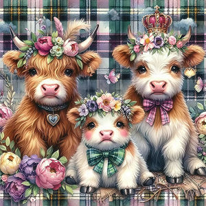Acrylic Paint By Numbers Highland Cow Family Painting By Numbers on Canvas Coloring By Number for Adults Paint Digital Art