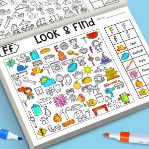 Look and Find Activity Book for Kids with Hidden Objects Focus Attention Practice Fun Coloring Book Home School Early Education