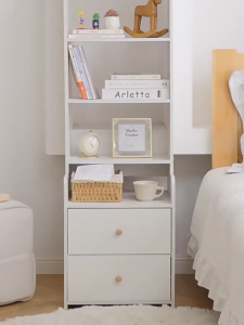 Bookcase 5-layer Storage Rack Bedroom With Elevated Bedside CabinetLarge Capacity Drawer Integrated Bookshelf
