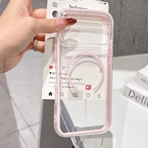 2IN1 Transparent Silicone Magnetic Case For iPhone 17 Pro Max 16 15 14 13 11 12 For Magsafe Wireless Charge Candy Color Cover