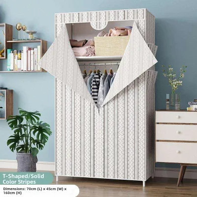Simple Cloth Foldable Assembly Single Person Storage Hanging Wardrobe