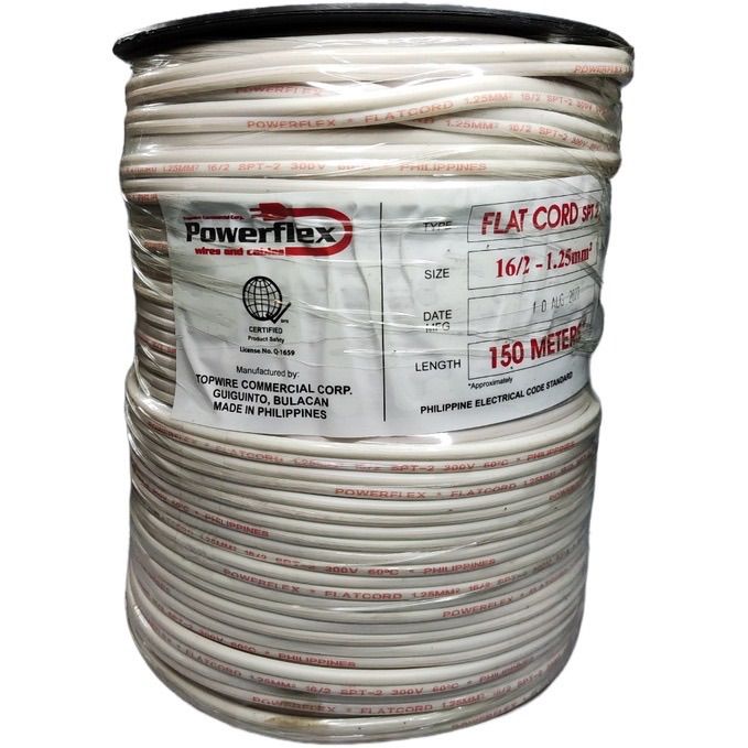 POWERFLEX Electrical Wire Flat Cord 1 roll 18/2 16/2 22/2 150m Lazada PH