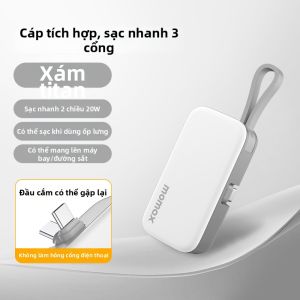 Momax | Sạc Dự Phòng Mini Portable 5000mAh An Toàn Hàng Không Chứng Nhận MFi Tích Hợp Cáp Sạc Nhanh