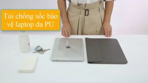 Túi chống sốc bảo vệ laptop da PU DDCTEK nắp mở ngang